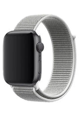 Apple Watch Uyumlu Hasır Örgü Kordon Gri Beyaz